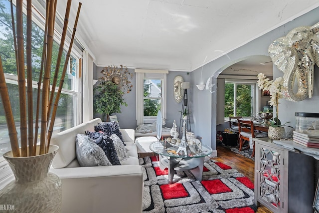 interior space with hardwood / wood-style floors