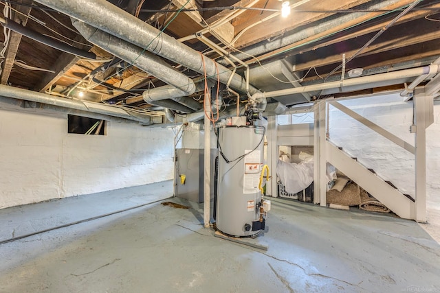 basement featuring water heater