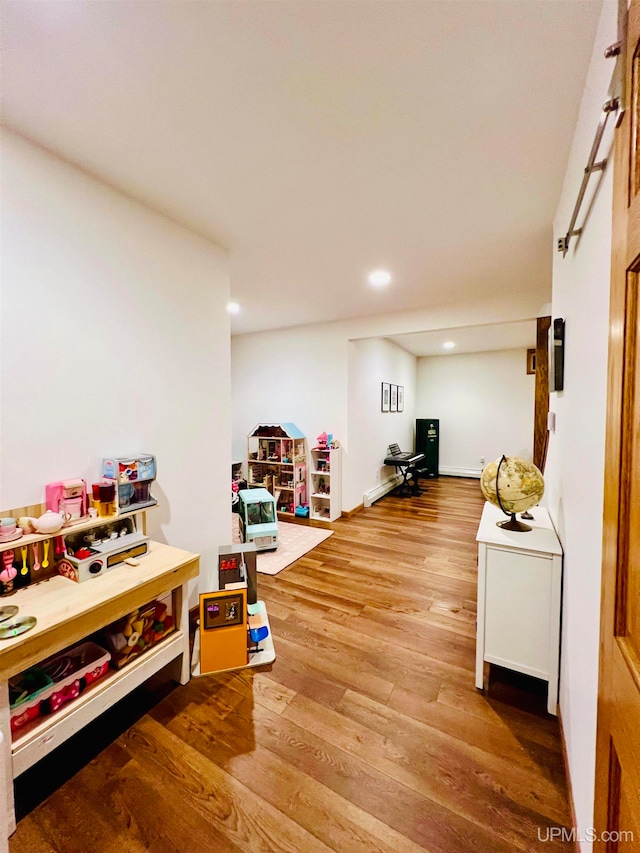 recreation room featuring wood-type flooring