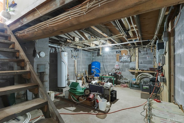 basement with gas water heater