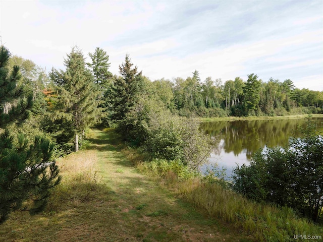 view of landscape featuring a water view