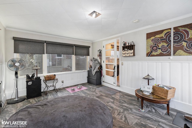 interior space featuring crown molding