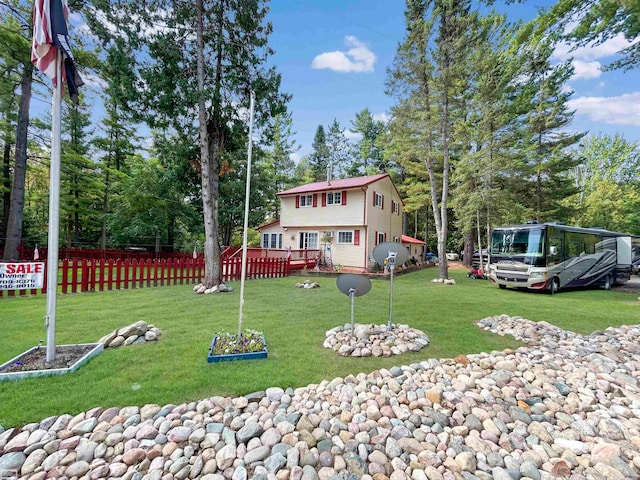 view of yard with a wooden deck