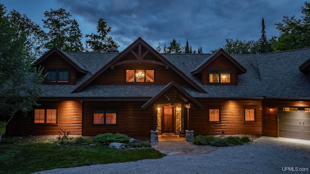 view of front of home with a garage