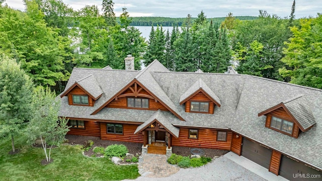 view of log home