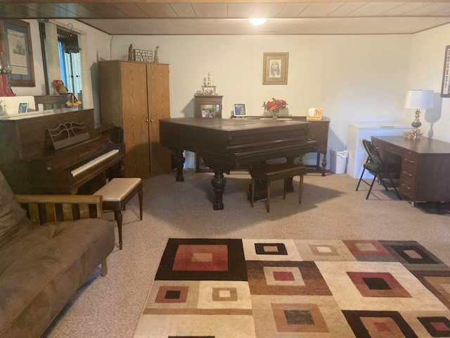 view of carpeted office space