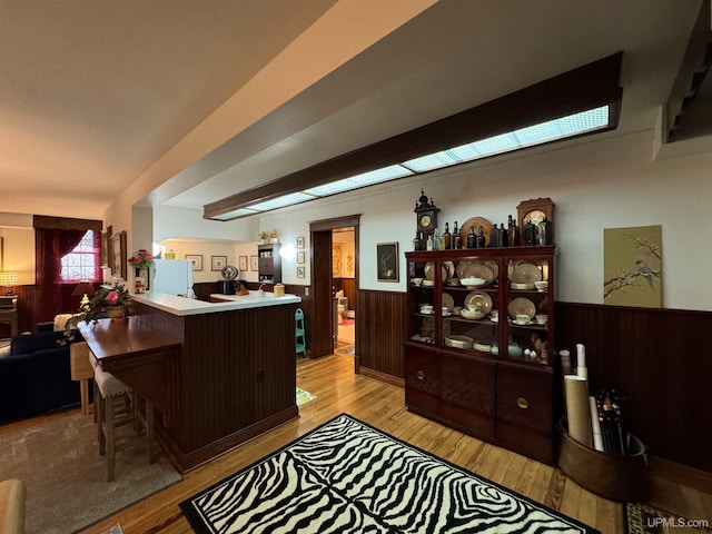 home office featuring light hardwood / wood-style floors