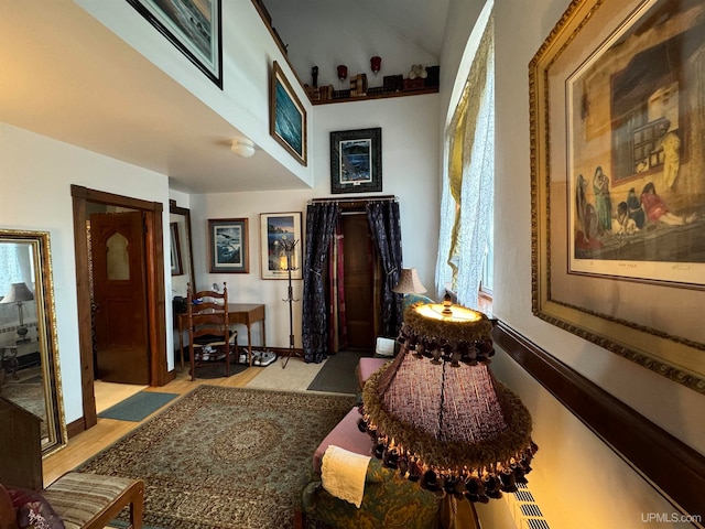 interior space with light hardwood / wood-style flooring