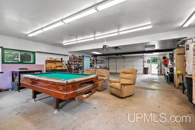 recreation room featuring concrete floors and pool table