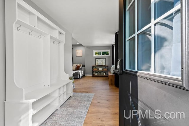 mudroom with light wood-type flooring