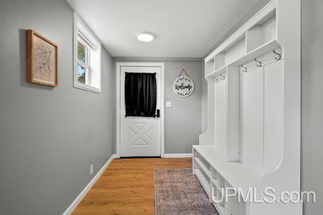 mudroom featuring light hardwood / wood-style flooring