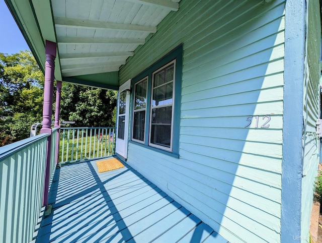 deck featuring covered porch