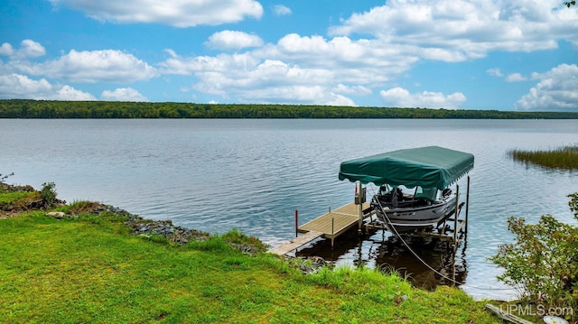 dock area featuring a water view