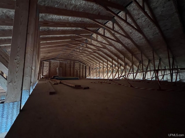 view of unfinished attic