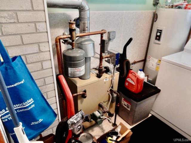 utility room with washer / clothes dryer and electric water heater