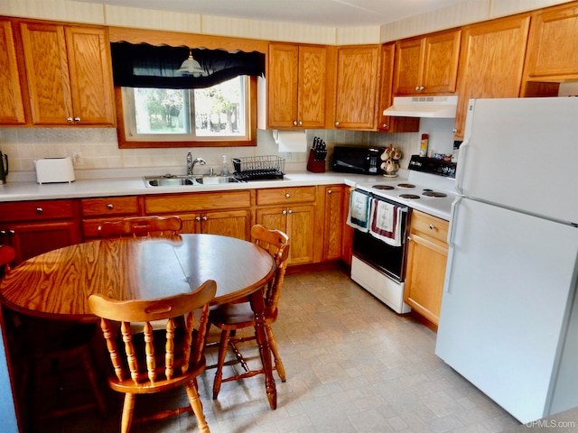 kitchen with white appliances and sink