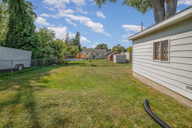 view of yard with a storage shed