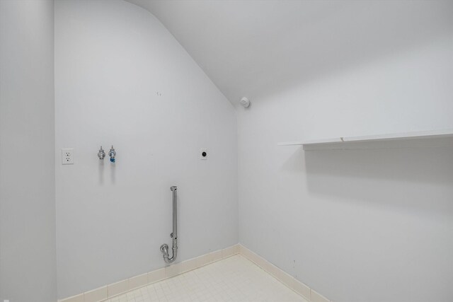 laundry area featuring hookup for a washing machine, gas dryer hookup, tile patterned floors, and electric dryer hookup