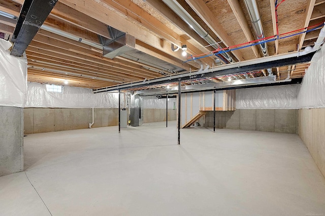 basement with water heater