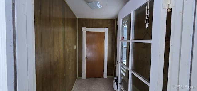 904 W A St, Iron Mountain, MI 49801 - corridor featuring carpet and wood walls