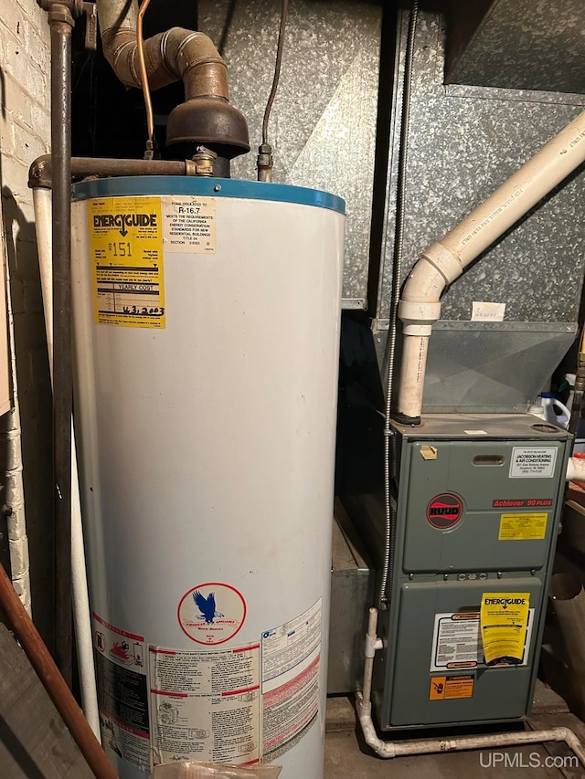 utility room with gas water heater