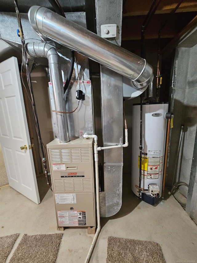 utility room with water heater