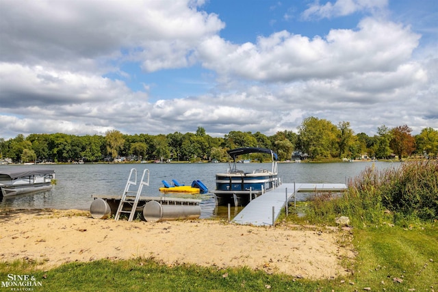 dock area featuring a water view