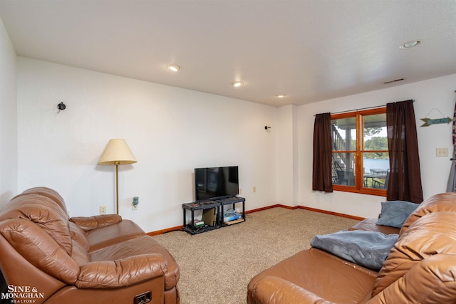 living room featuring carpet floors