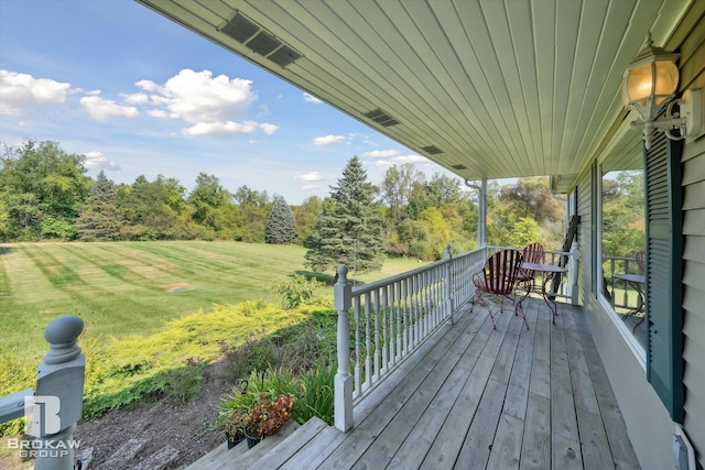 deck with a lawn