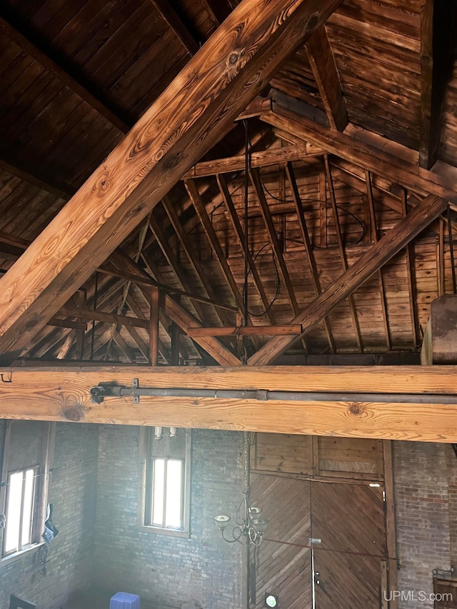 details with beamed ceiling and wooden ceiling