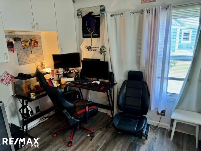 office space featuring dark hardwood / wood-style floors