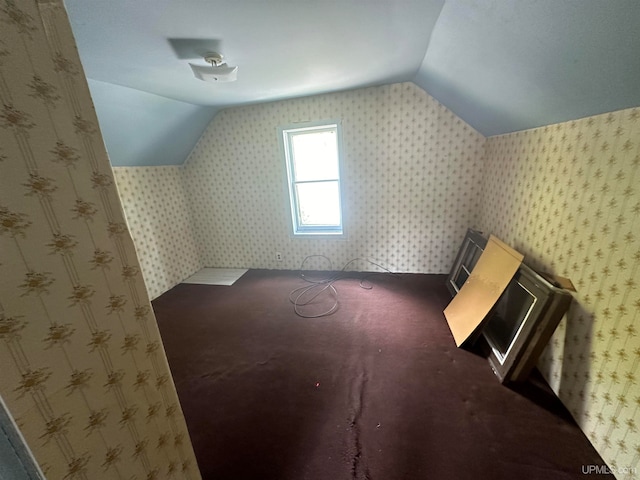 additional living space featuring lofted ceiling