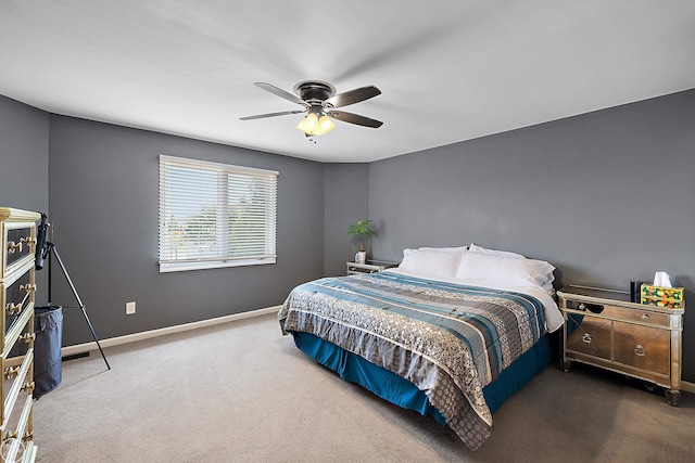 bedroom featuring carpet flooring and ceiling fan