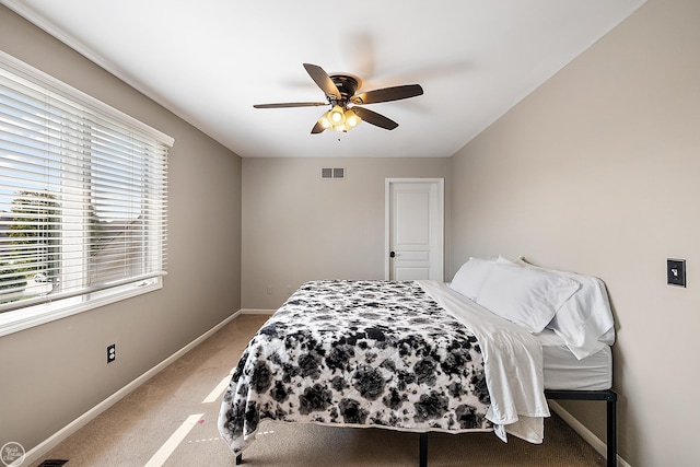 bedroom featuring carpet and ceiling fan