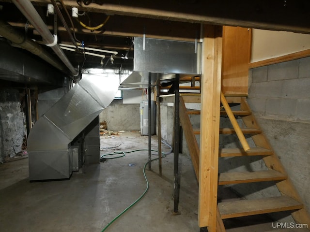 basement with electric water heater