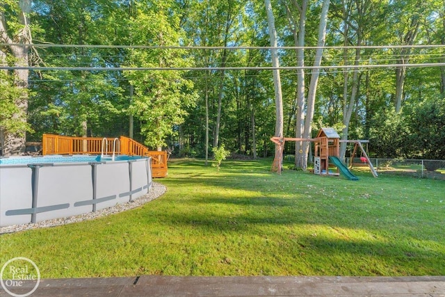 view of yard with a playground