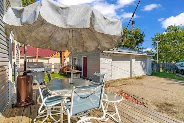 deck featuring a garage