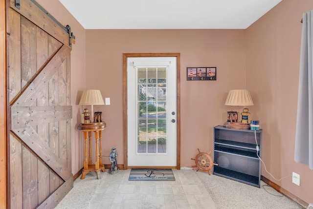 doorway with a barn door