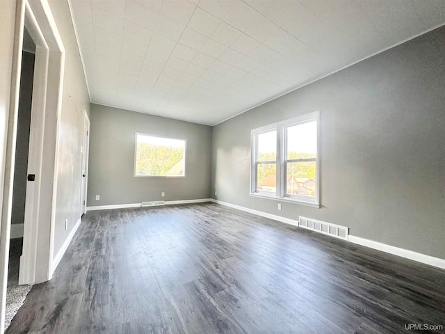 empty room featuring dark hardwood / wood-style flooring