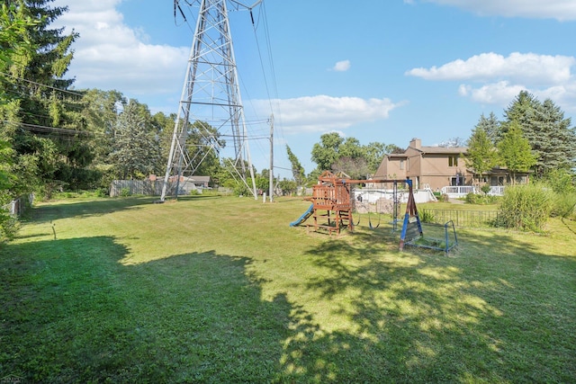 view of yard with a playground