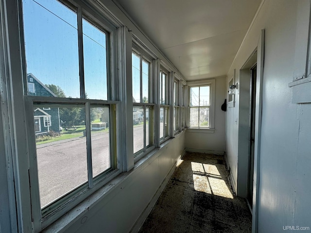 view of unfurnished sunroom