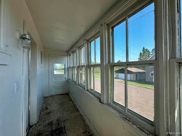 view of unfurnished sunroom