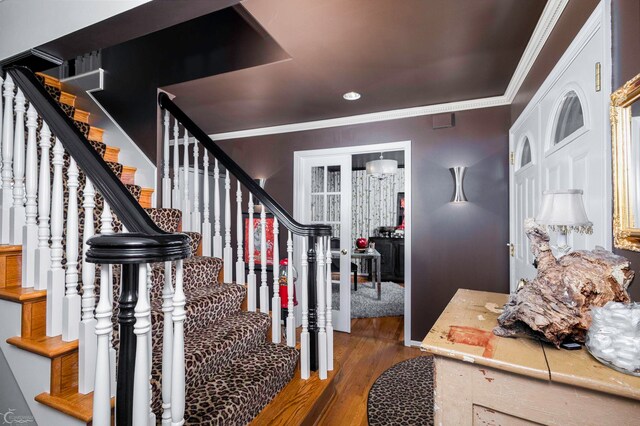 bathroom with tile patterned floors, vanity, and crown molding