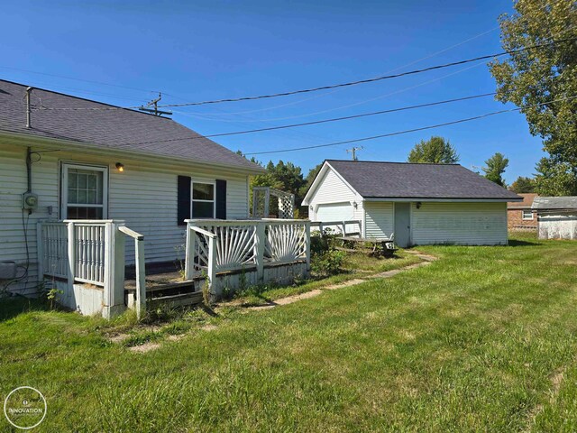 view of yard featuring a deck