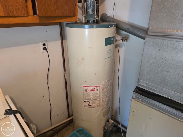 utility room with water heater