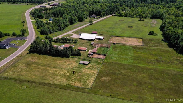 bird's eye view with a rural view