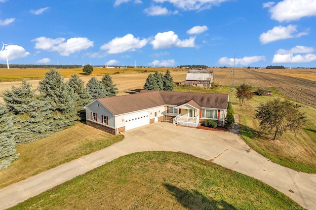 drone / aerial view featuring a rural view