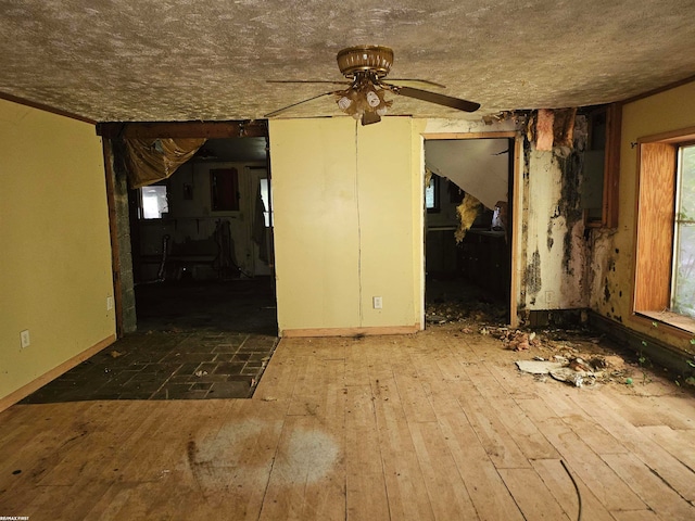 interior space with ceiling fan and hardwood / wood-style flooring