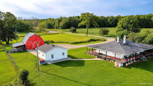 aerial view with a rural view