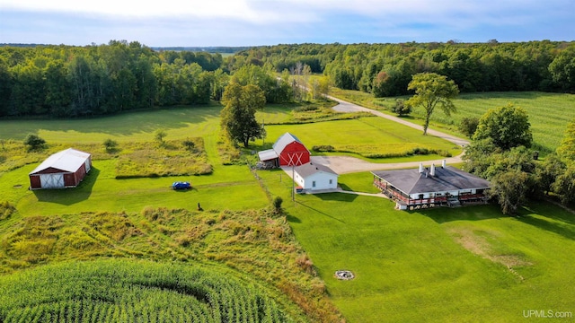 drone / aerial view featuring a rural view